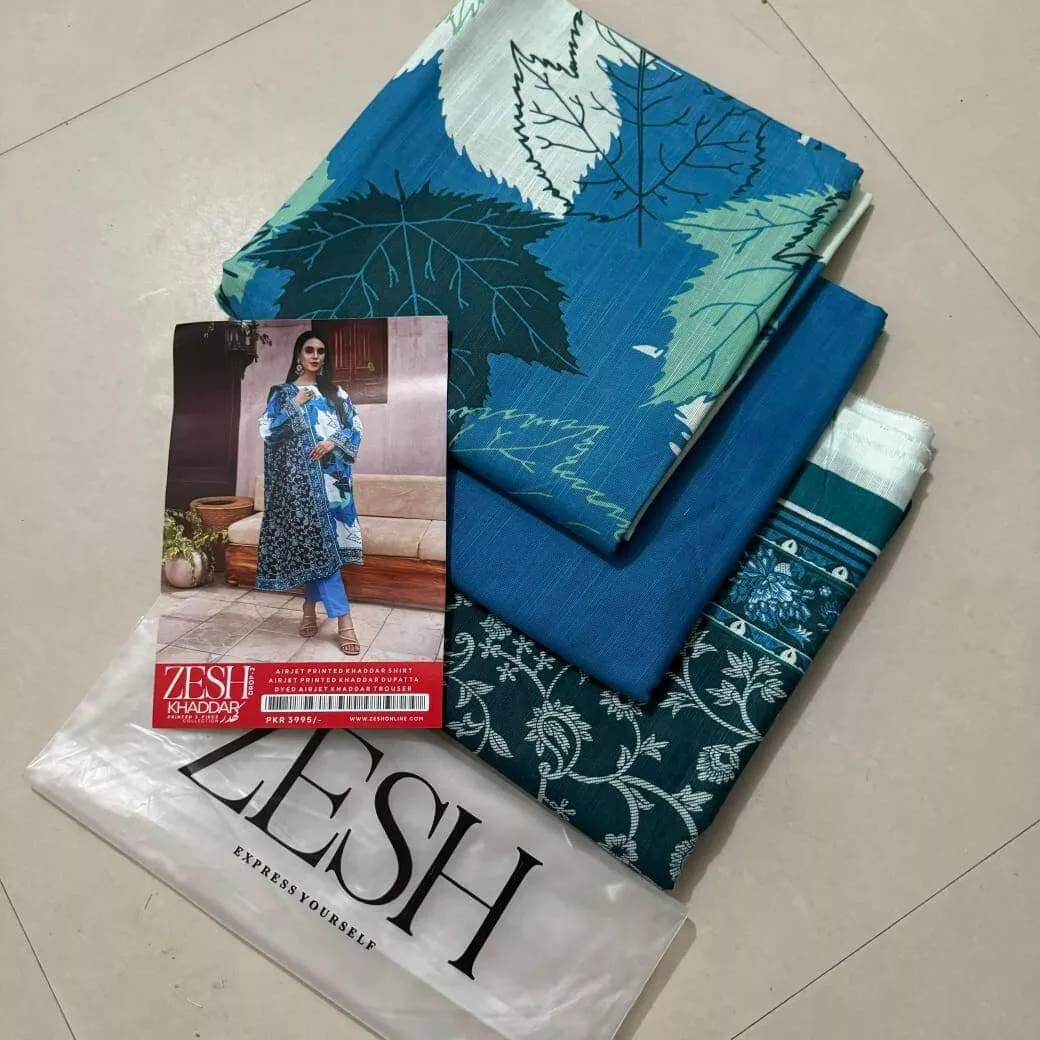 Zesh Printed Khaddar Winter Collection Unstitched D5 - Image 8