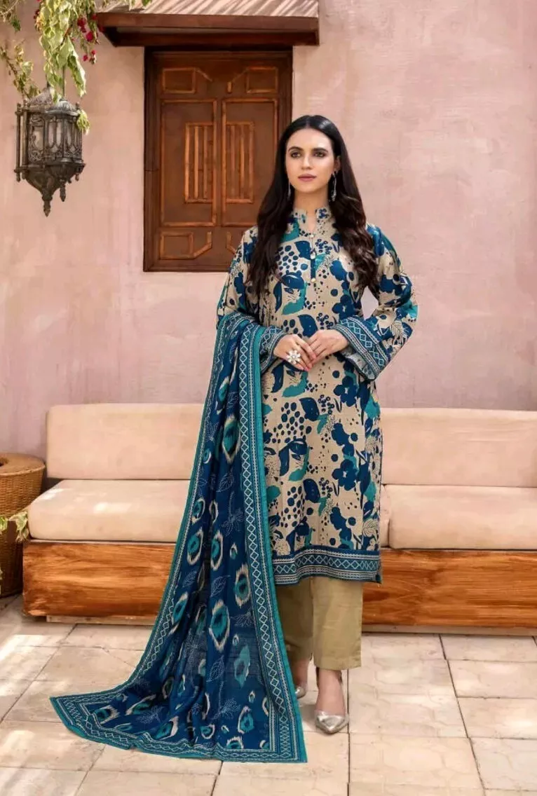Zesh Printed Khaddar Winter Collection Unstitched D7 - Image 4