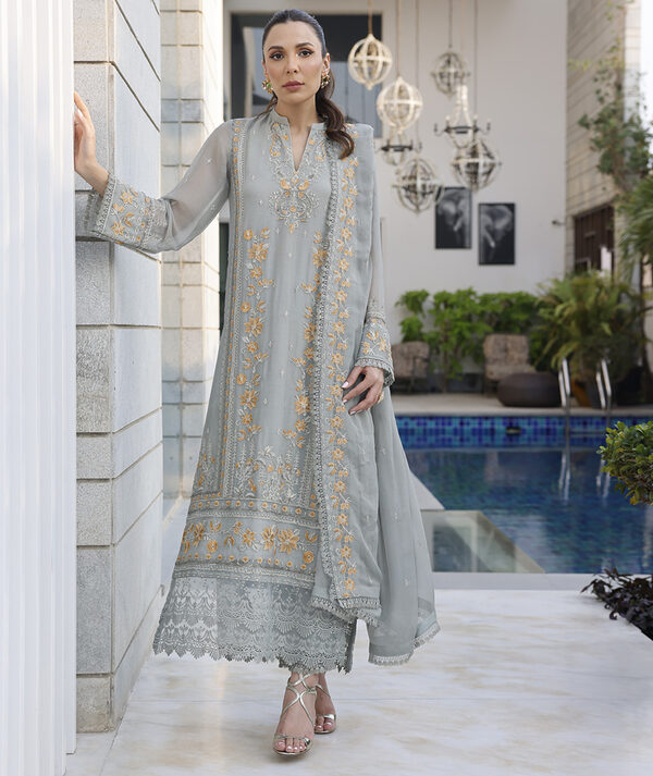 Merakish Luxury Sequins Embroidered Chiffon-Spanish Gray - Image 7