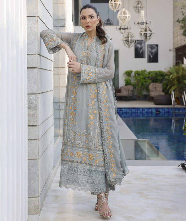 Merakish Luxury Sequins Embroidered Chiffon-Spanish Gray - Image 9