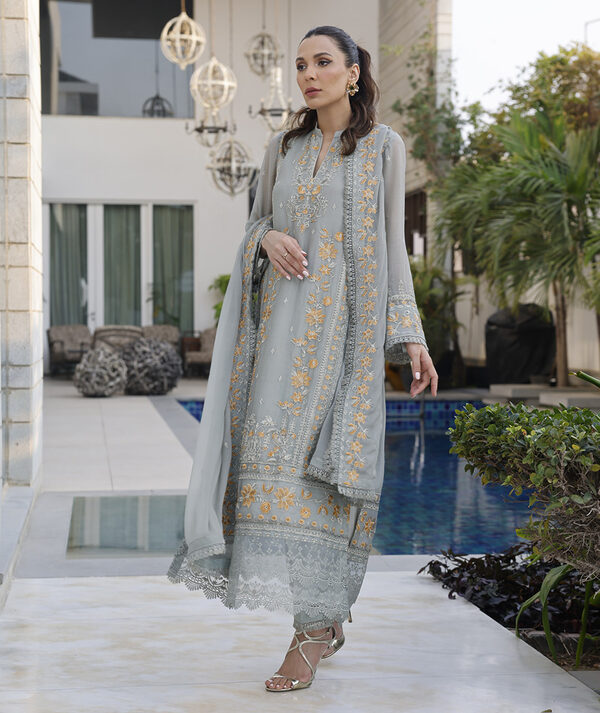 Merakish Luxury Sequins Embroidered Chiffon-Spanish Gray - Image 10