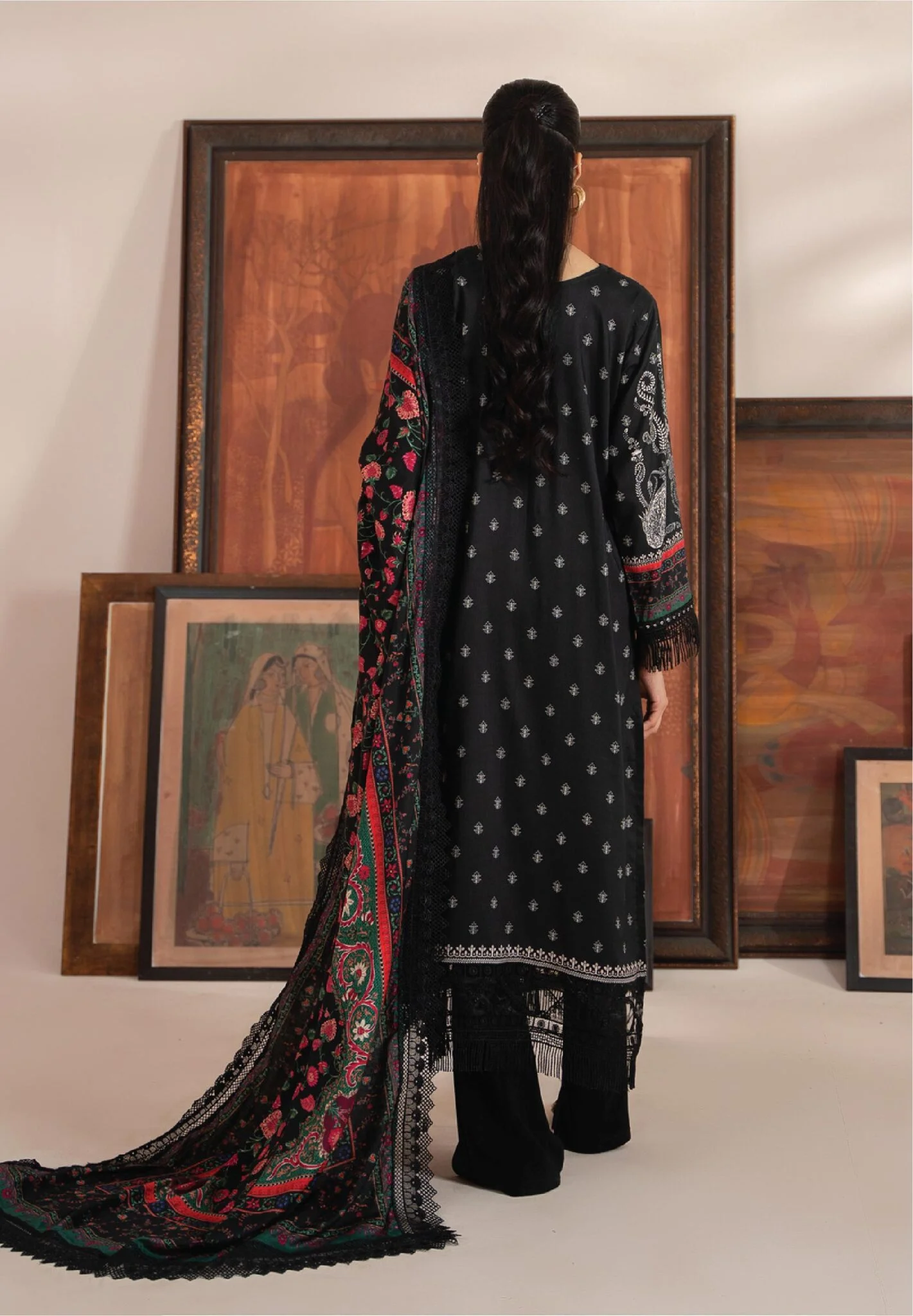 Mausummery Digital Print Linen Winter Unstitched - Noir - Image 2