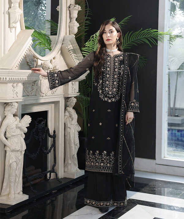merakish khaadi net midnight black