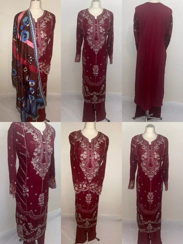 Luxury Embroidered Dhanak Readymade Suit UB-D4 - Image 3