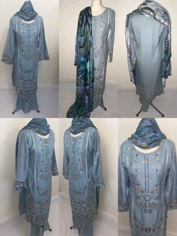 Luxury Embroidered Dhanak Readymade Suit UB-D6 - Image 4