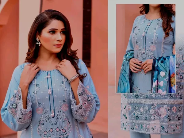 Luxury Embroidered Dhanak Readymade Suit UB-D6 - Image 5