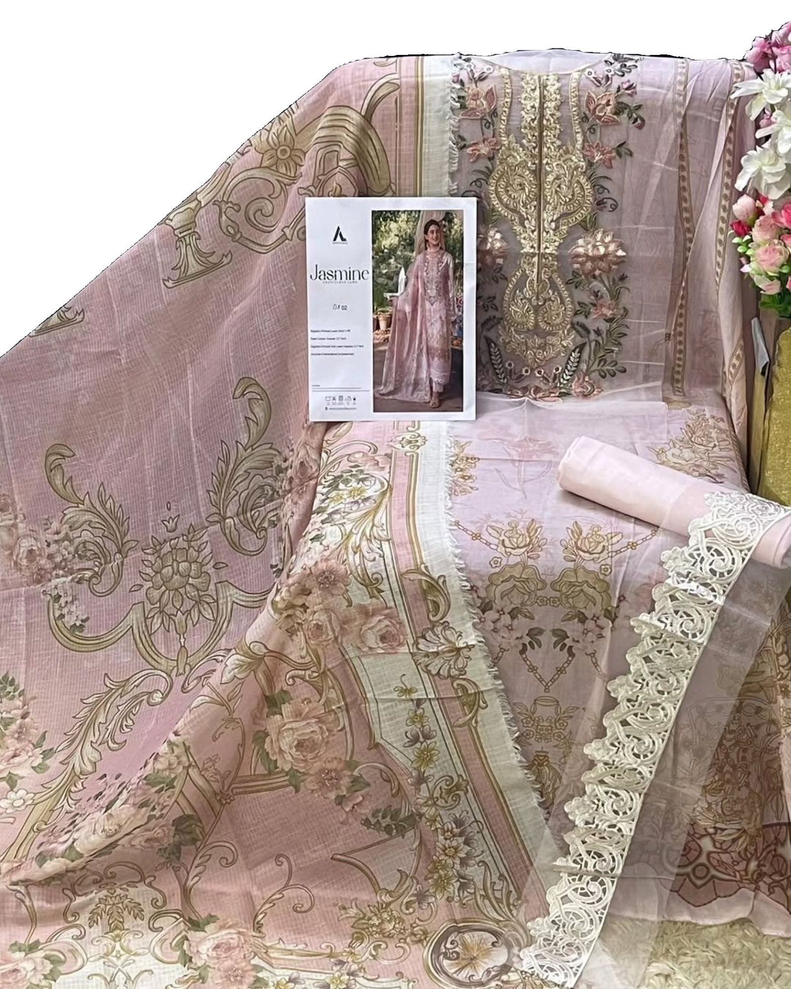 Adans Libas Jasmine 2368 | Luxury Lawn Collection | D02 - Image 5