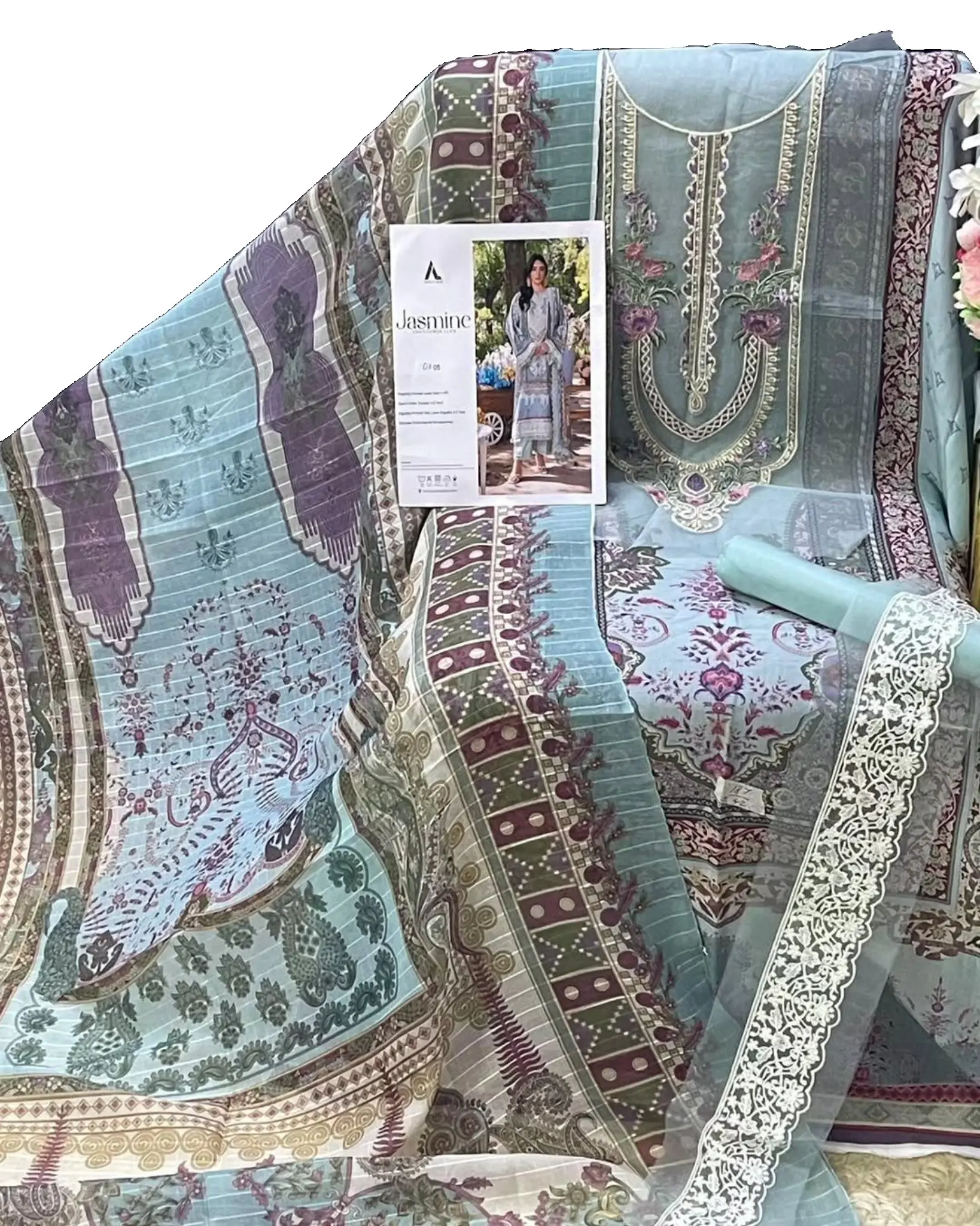 Adans Libas Jasmine 2361 | Luxury Lawn Collection | D05 - Image 6