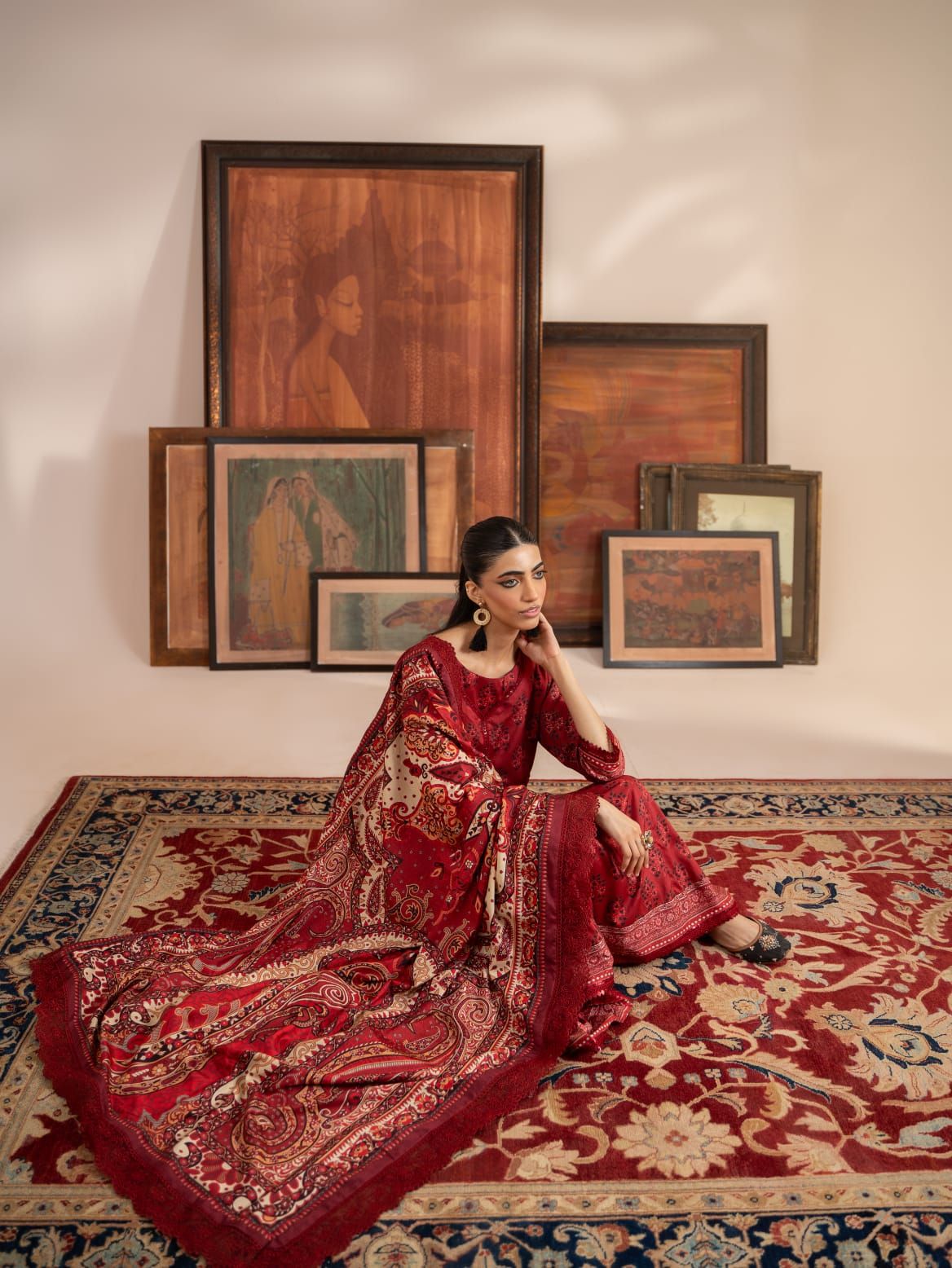 Mausummery Digital Printed Linen Winter Unstitched-Carnelian - Image 5