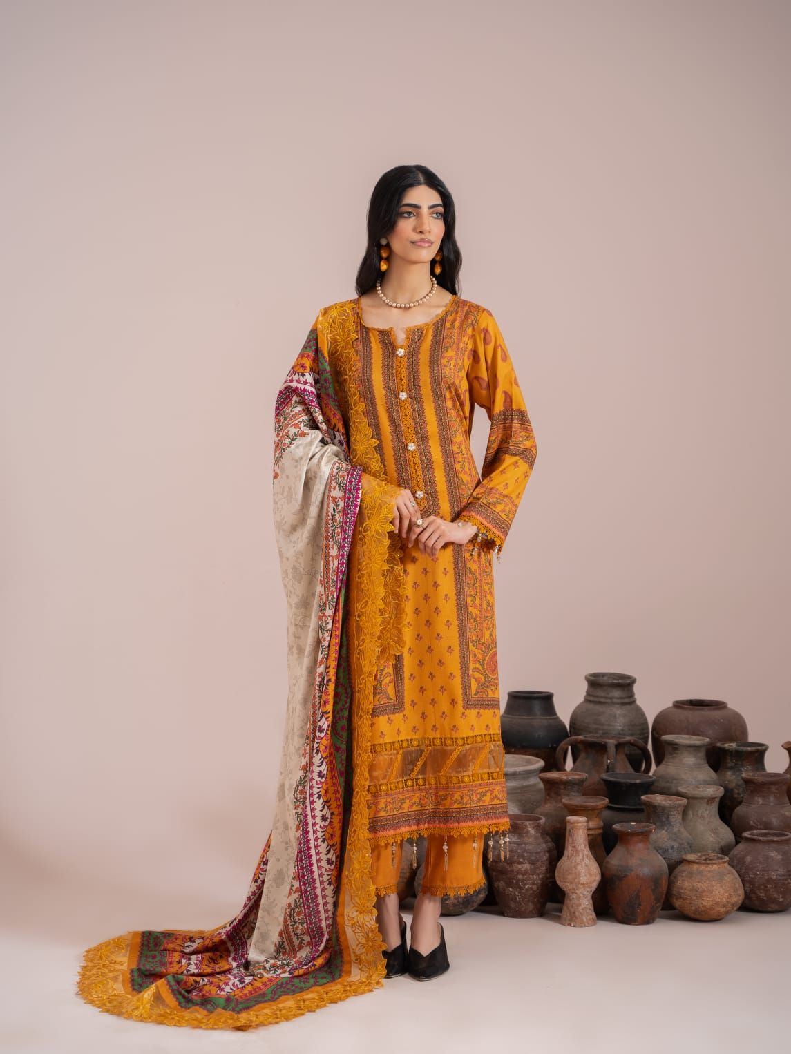 Mausummery Digital Print Linen Winter Unstitched - Topaz - Image 5