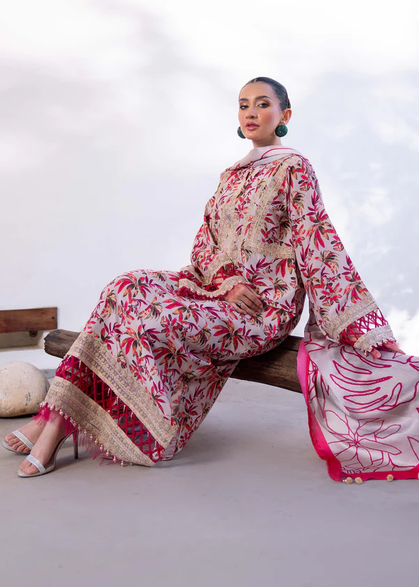 Myeesha | Lamhay Luxury Embroidered Lawn 25 | Gulab - Image 8