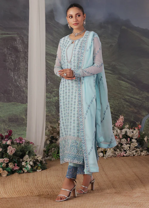 Merakish Luxury Embroidered Chiffon - Saphire Bloom - Image 2