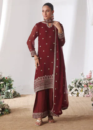 Merakish Luxury Embroidered Chiffon - Blood Weave