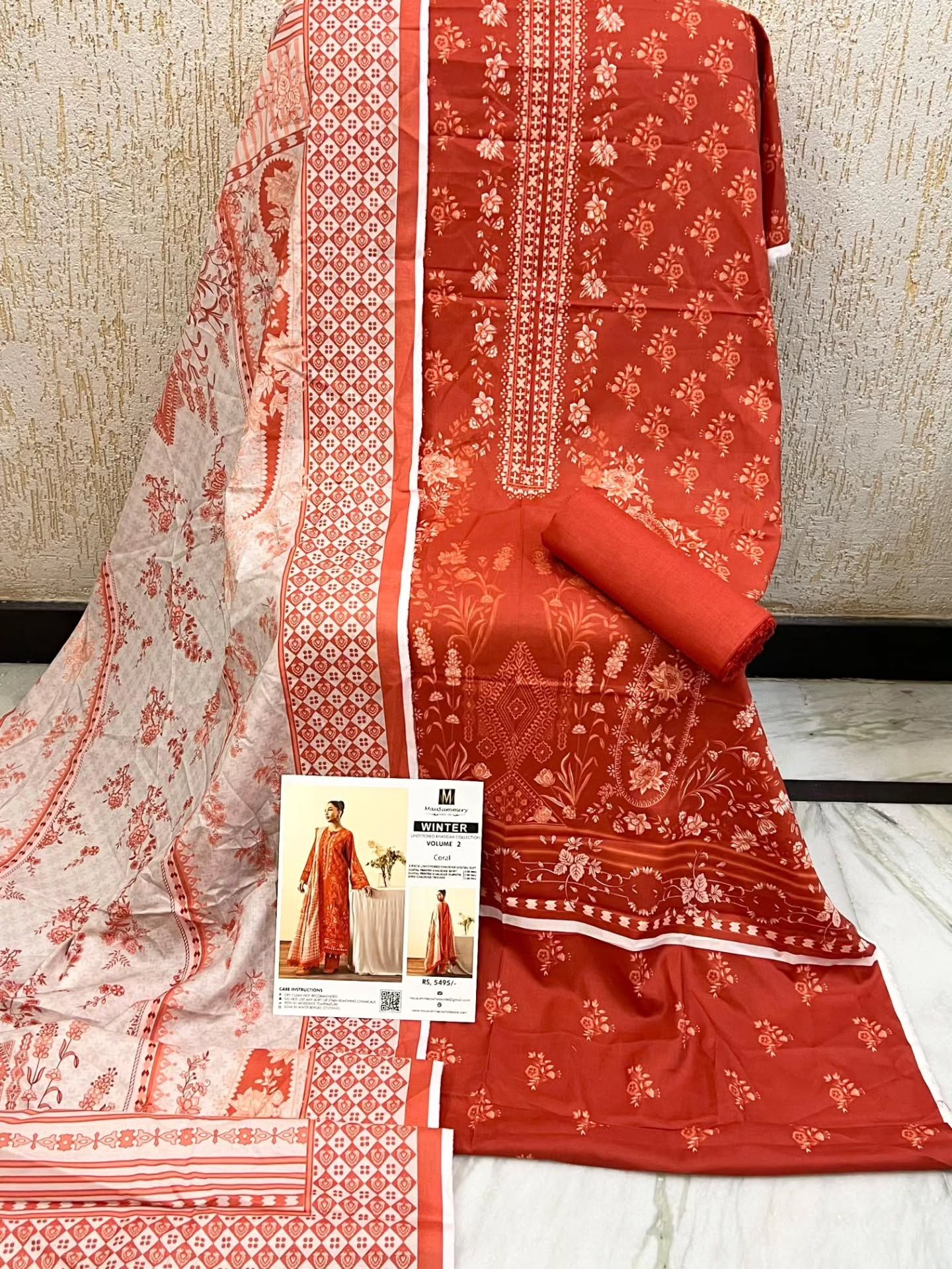 Mausummery khaddar Coral 5