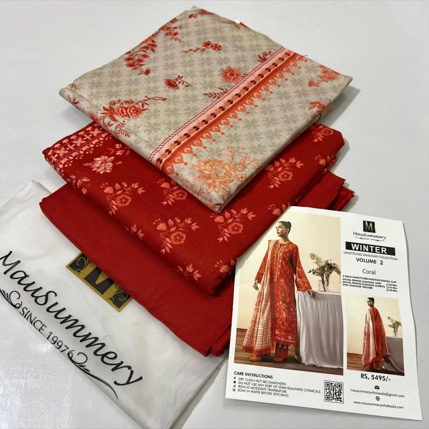 Mausummery khaddar Coral 6