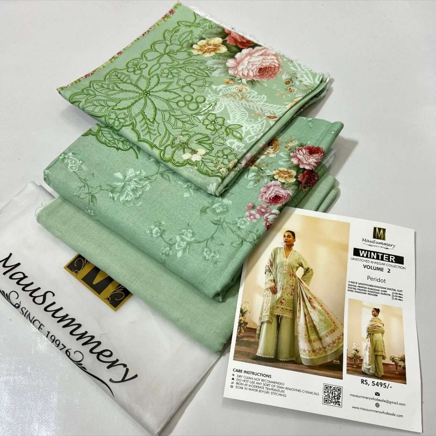 Mausummery Printed Khaddar Winter Unstitched - Peridot - Image 6