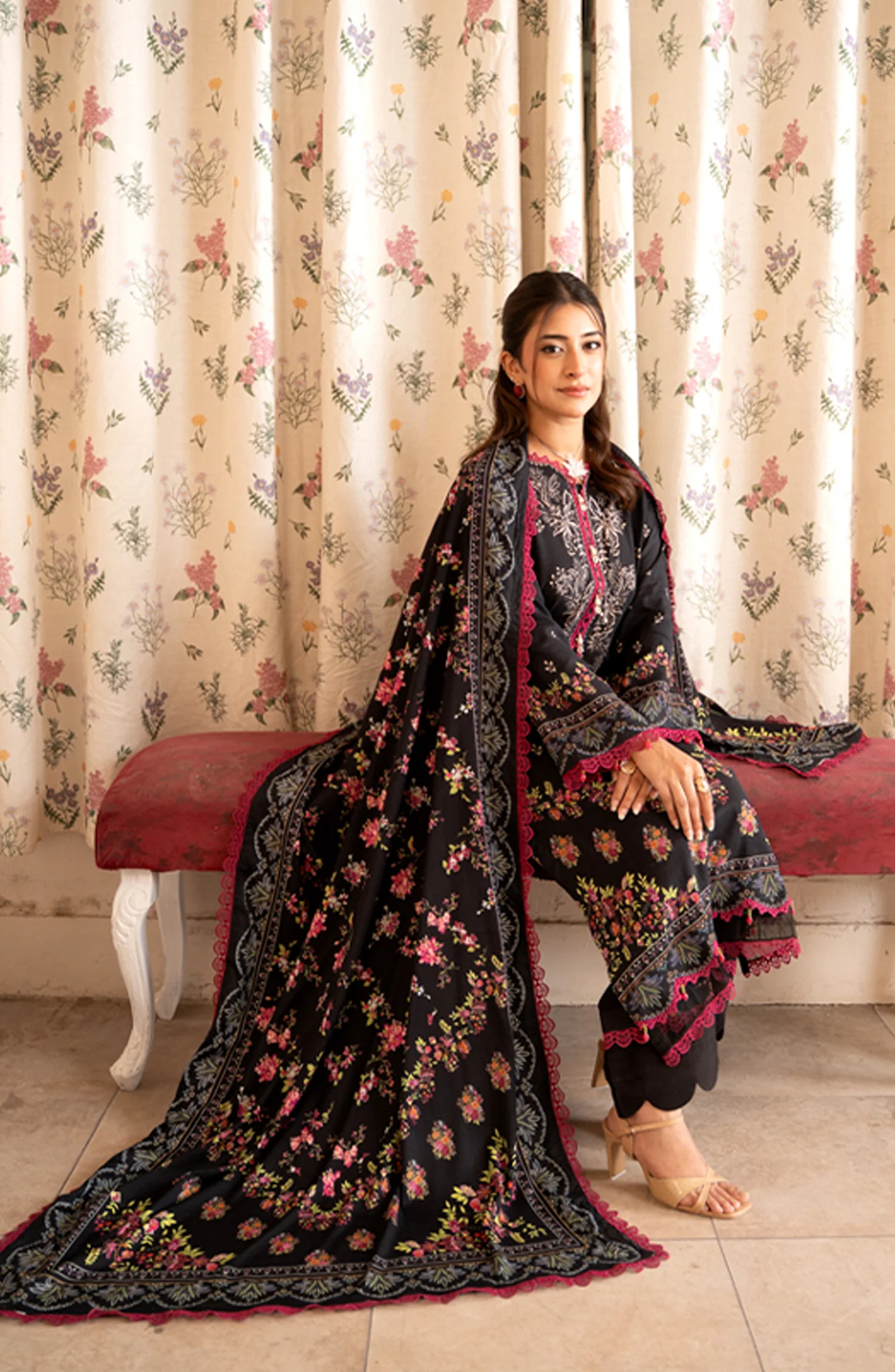 Mausummery Printed Linen Winter Unstitched - Begonia - Image 3