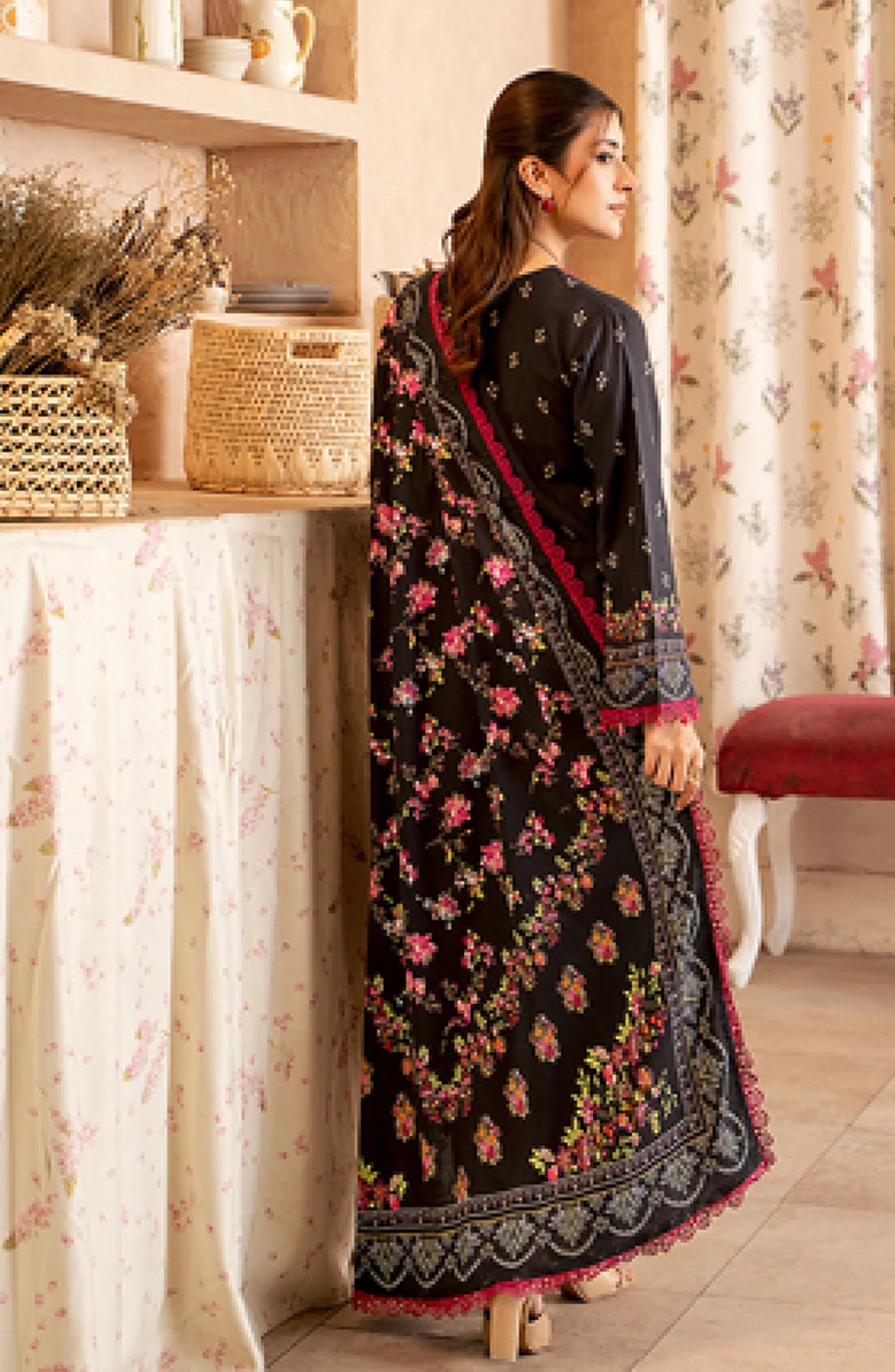 Mausummery Printed Linen Winter Unstitched - Begonia - Image 2