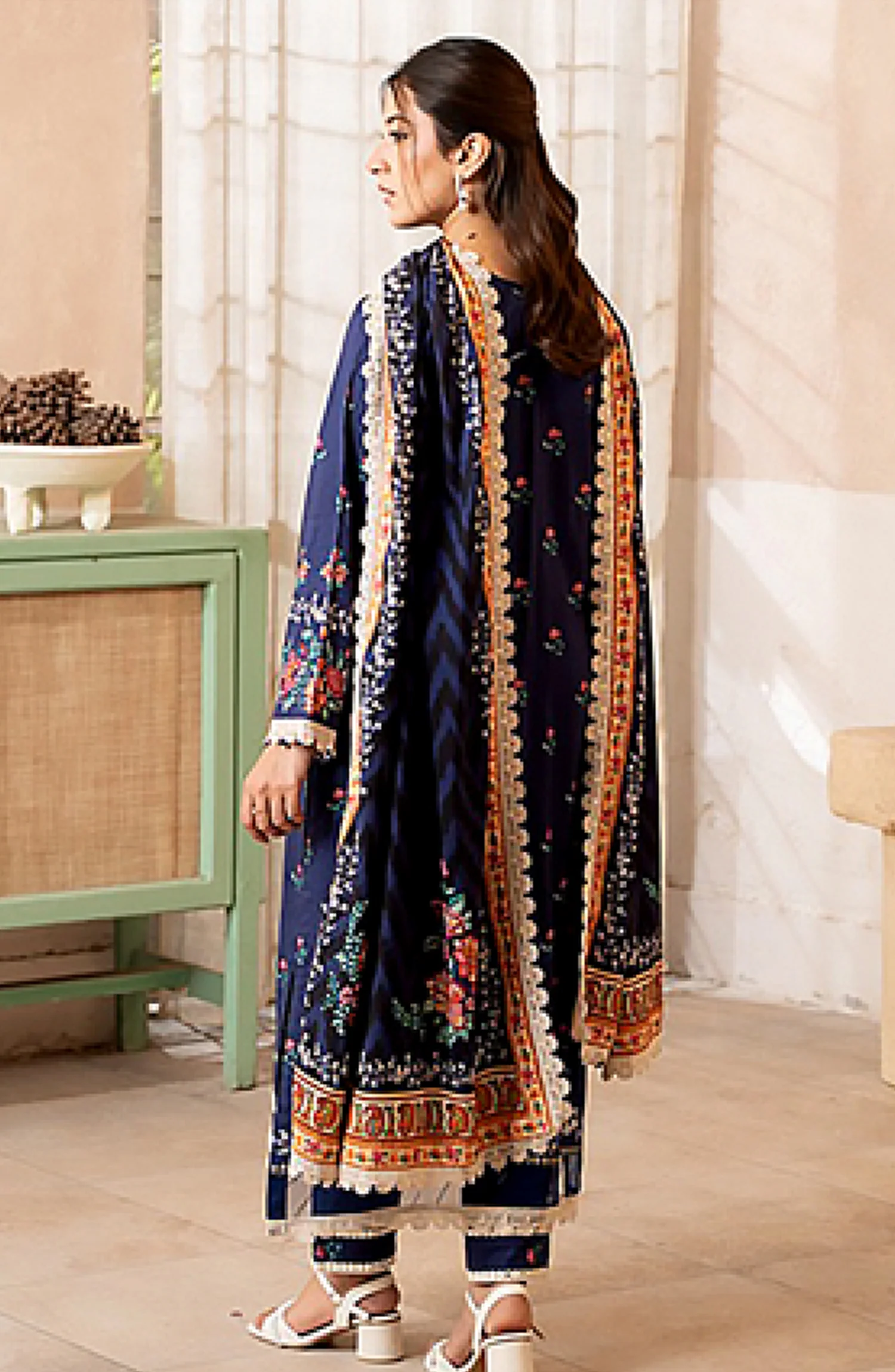 Mausummery Printed Linen Winter Unstitched - Peony - Image 2