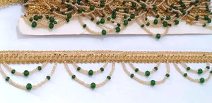 D14 d shape gold lace green crystals 10